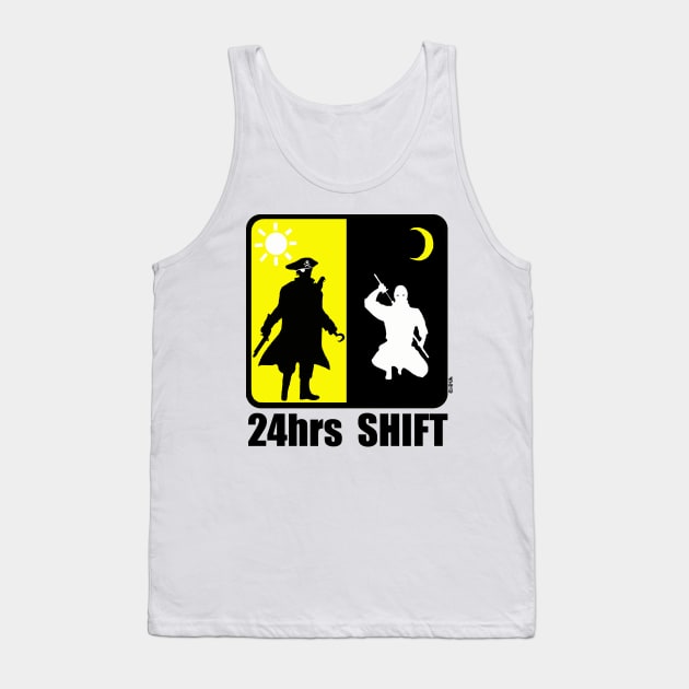 Pirate at Day, Ninja at Night, 24hr Shift Tank Top by NewSignCreation